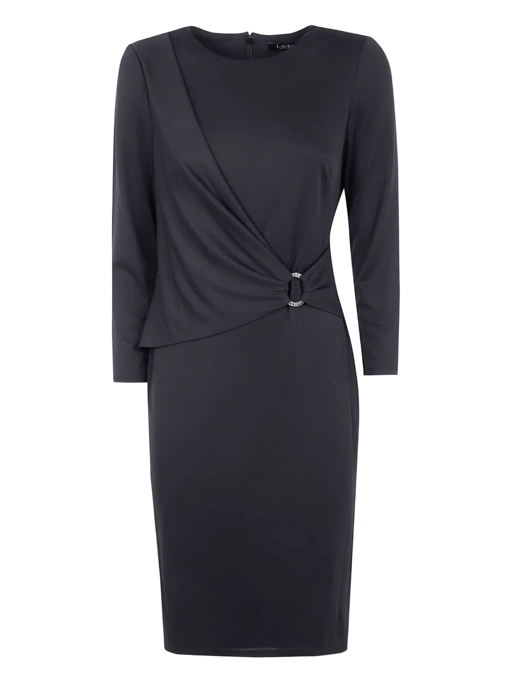 Lauren Ralph Lauren ring-embellished three-quarter sleeves midi dress Zwart