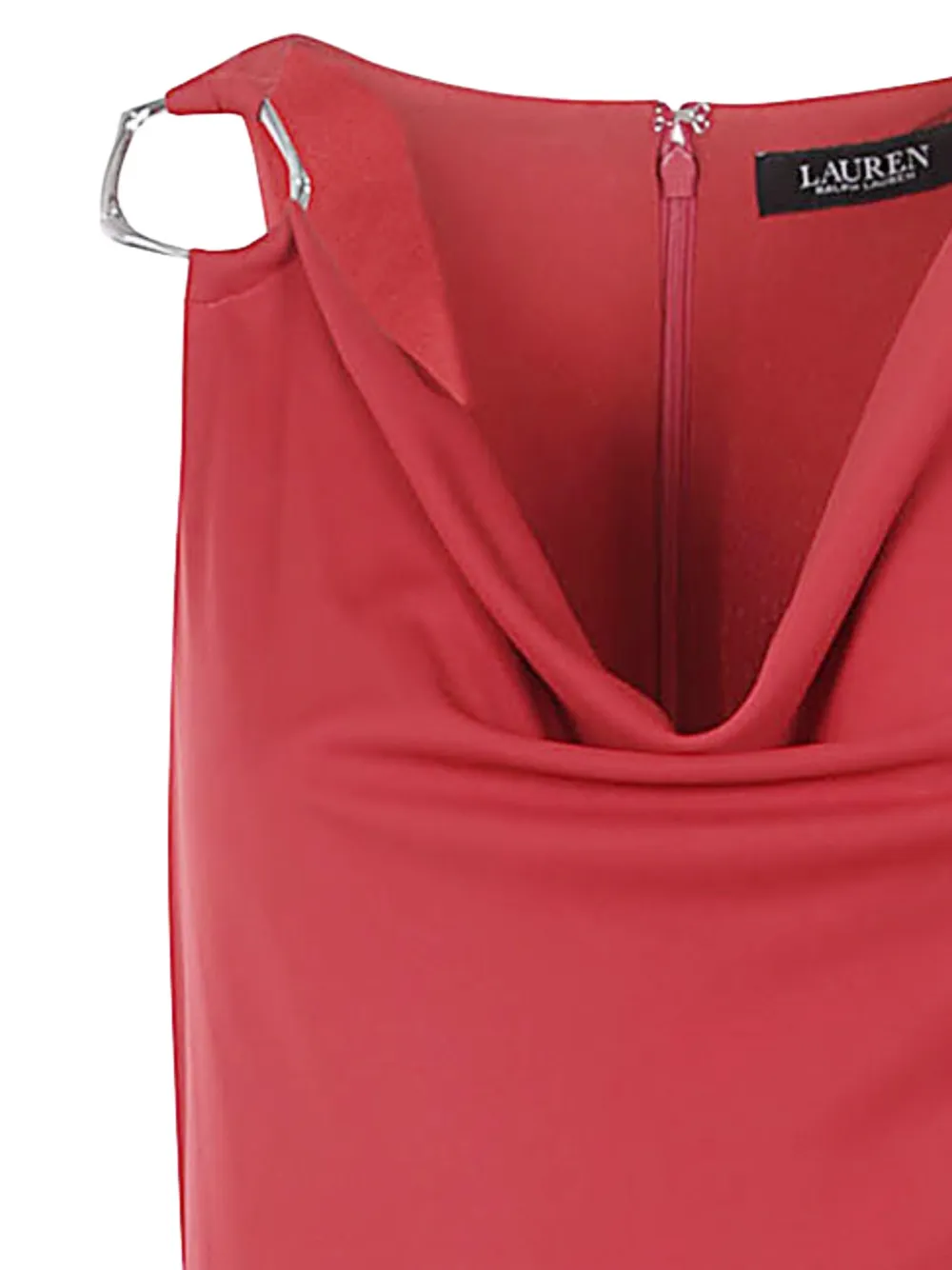 Lauren Ralph Lauren ring-detail cowl-neck dress Rood