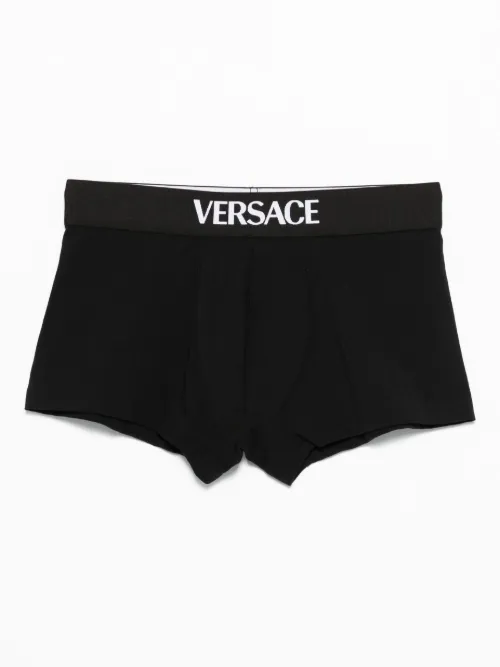 Versace short à bande logo - Noir - Versace - Modalova
