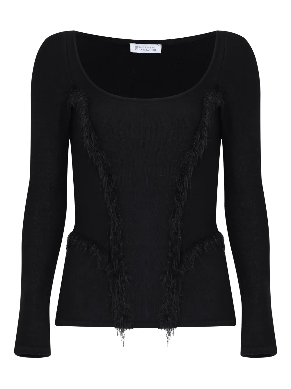 Gloria Coelho Top con scollo ampio - Nero