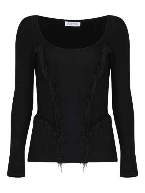 Gloria Coelho frayed-detail scoop-neck top