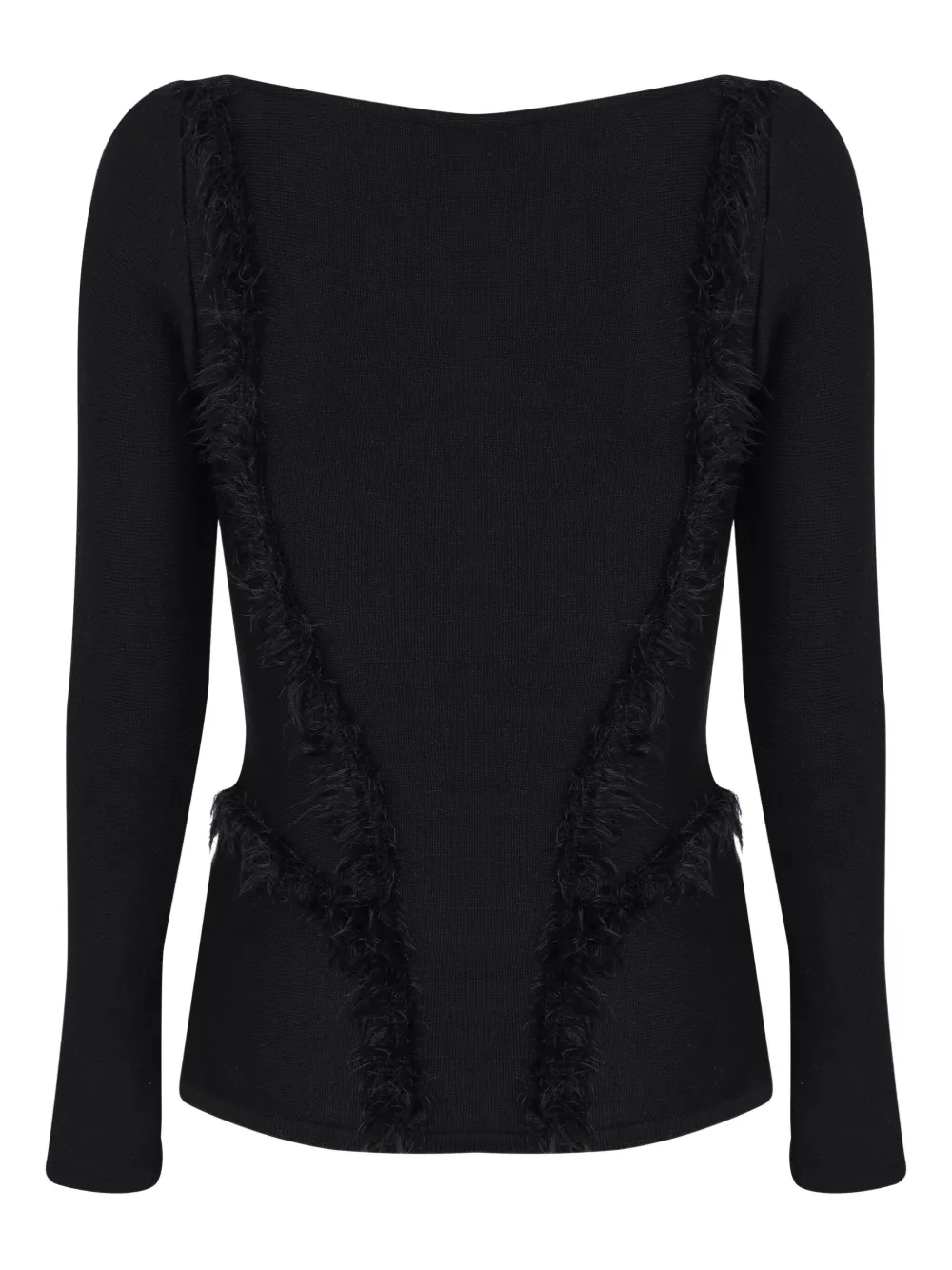 Gloria Coelho Top met diepe ronde hals en franje Zwart