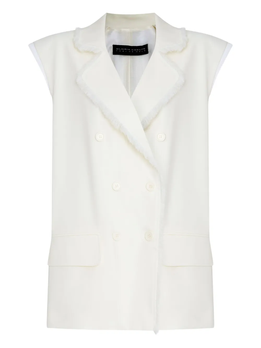 Gloria Coelho double-breasted frayed gilet - White