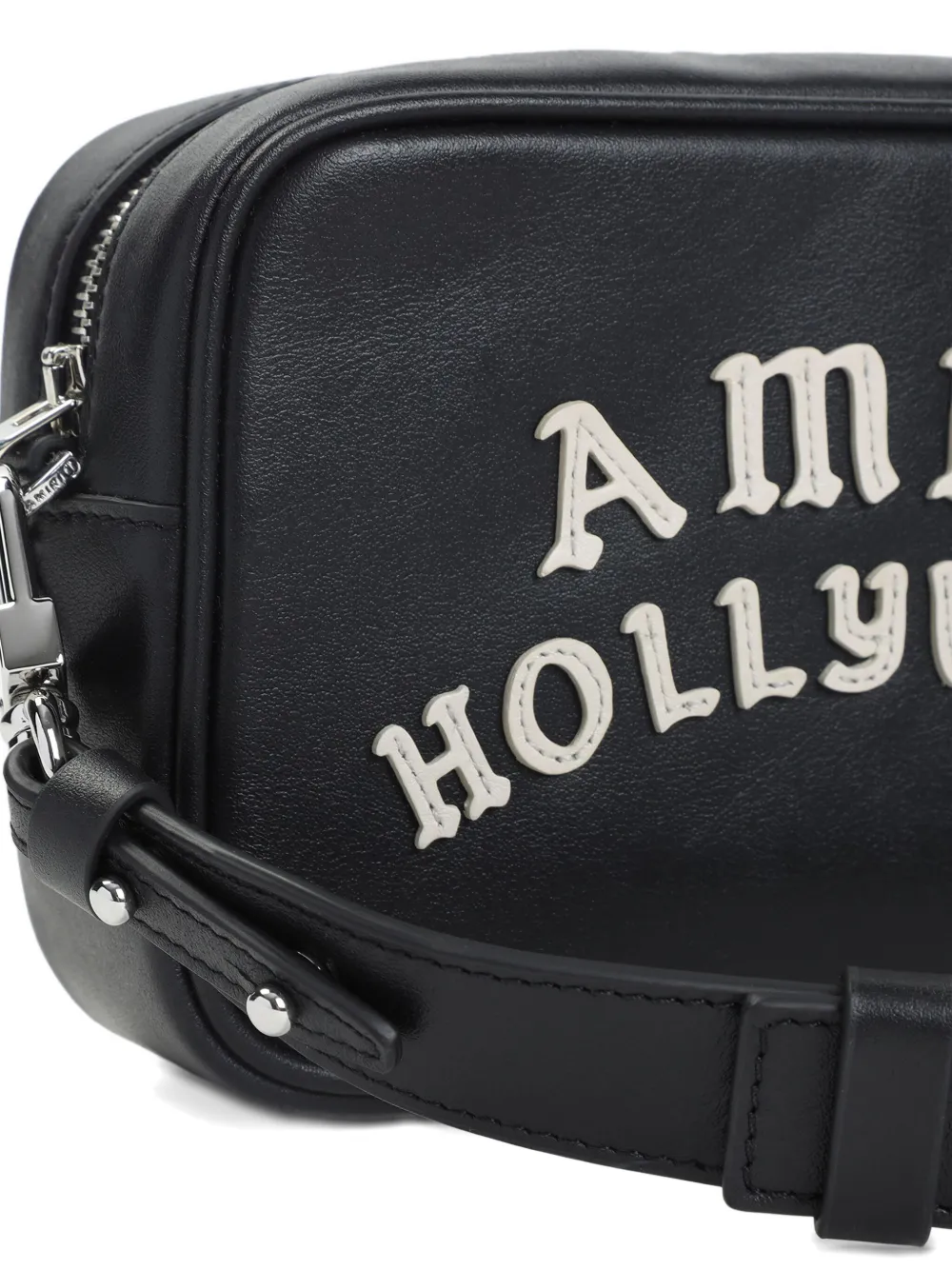 AMIRI logo-print leather messenger bag BLACK