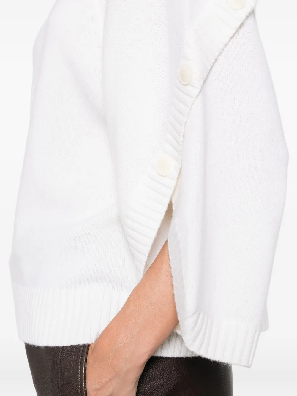 Max Mara buttoned-cuff knitted top Beige