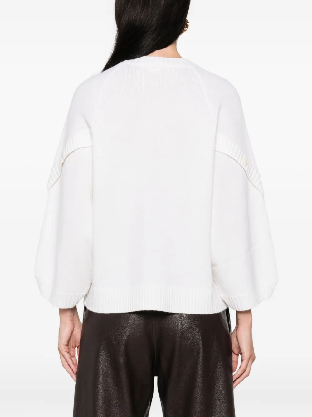 Max Mara buttoned-cuff knitted top Beige