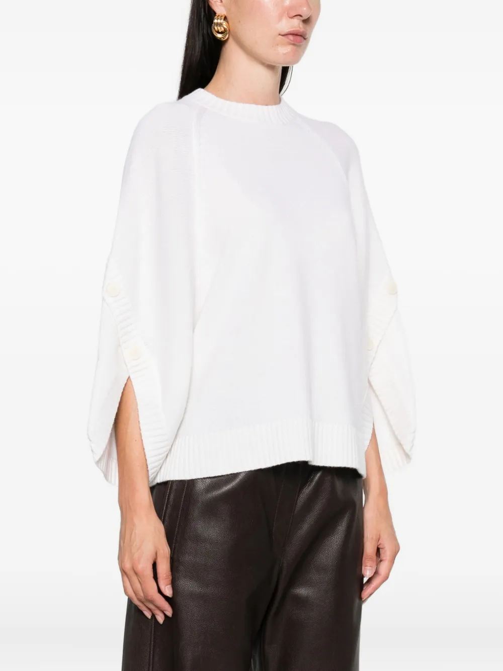 Max Mara buttoned-cuff knitted top Beige