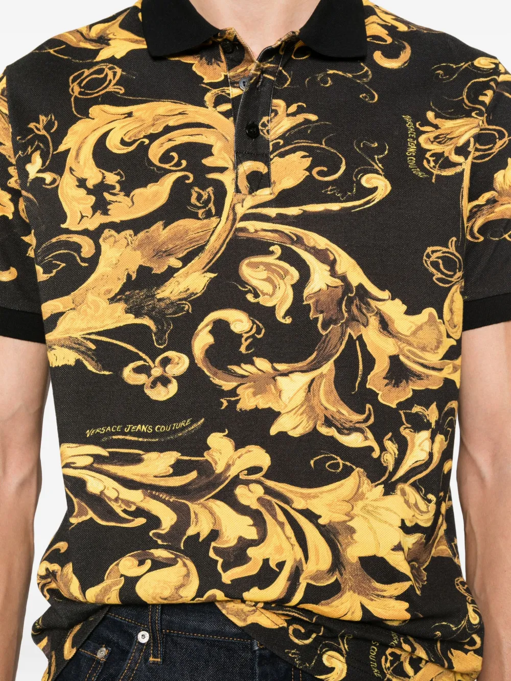 Versace Jeans Couture Poloshirt met Porcelain Barocco-print Zwart