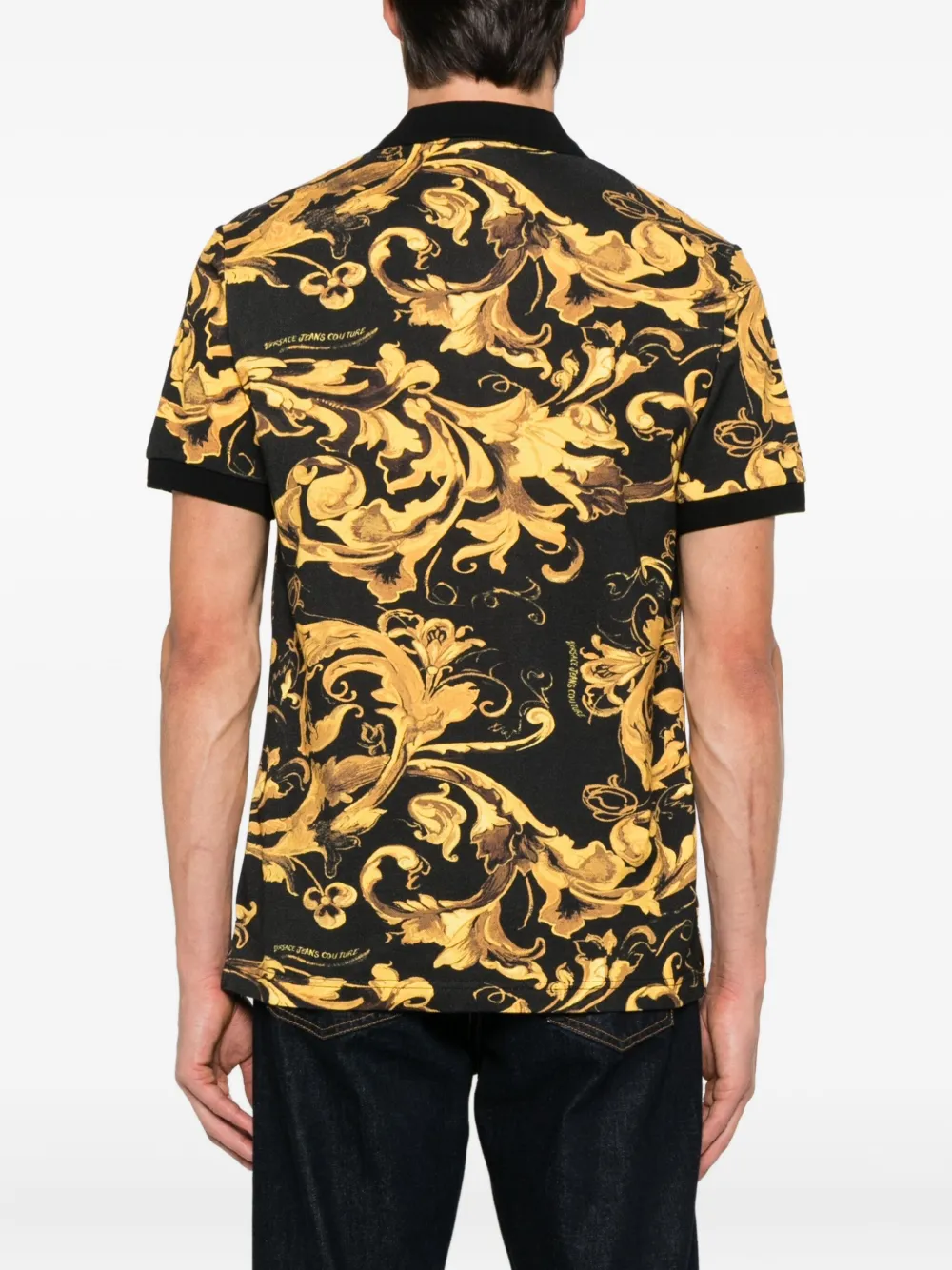 Versace Jeans Couture Poloshirt met Porcelain Barocco-print Zwart