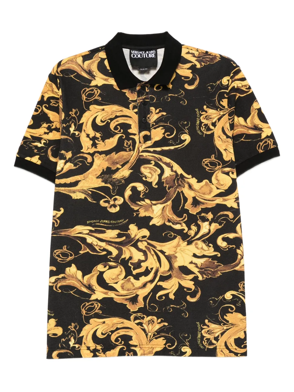 Versace Jeans Couture Poloshirt met Porcelain Barocco-print Zwart
