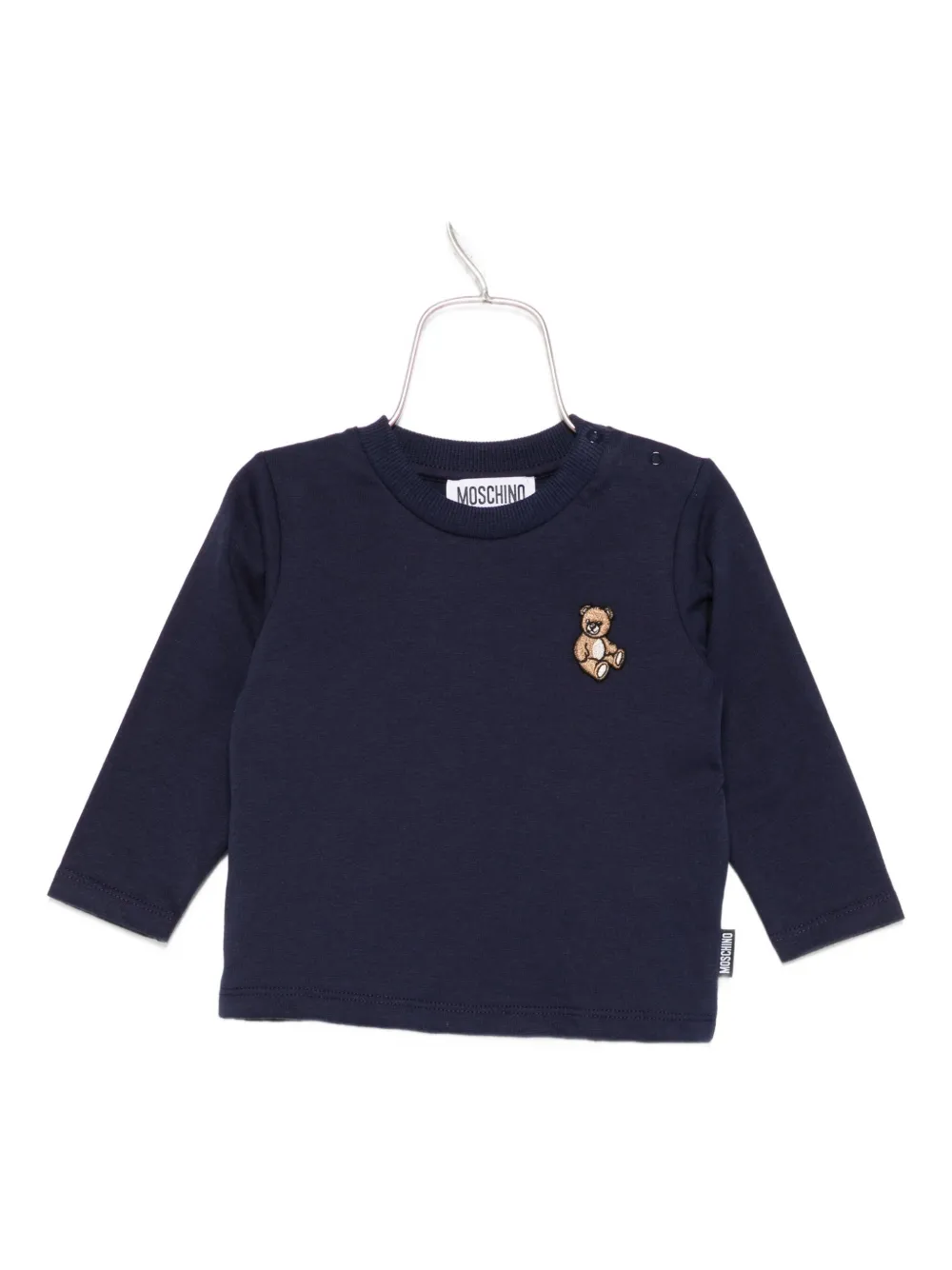 Moschino Kids Top met lange mouwen en geborduurde teddybeer Blauw
