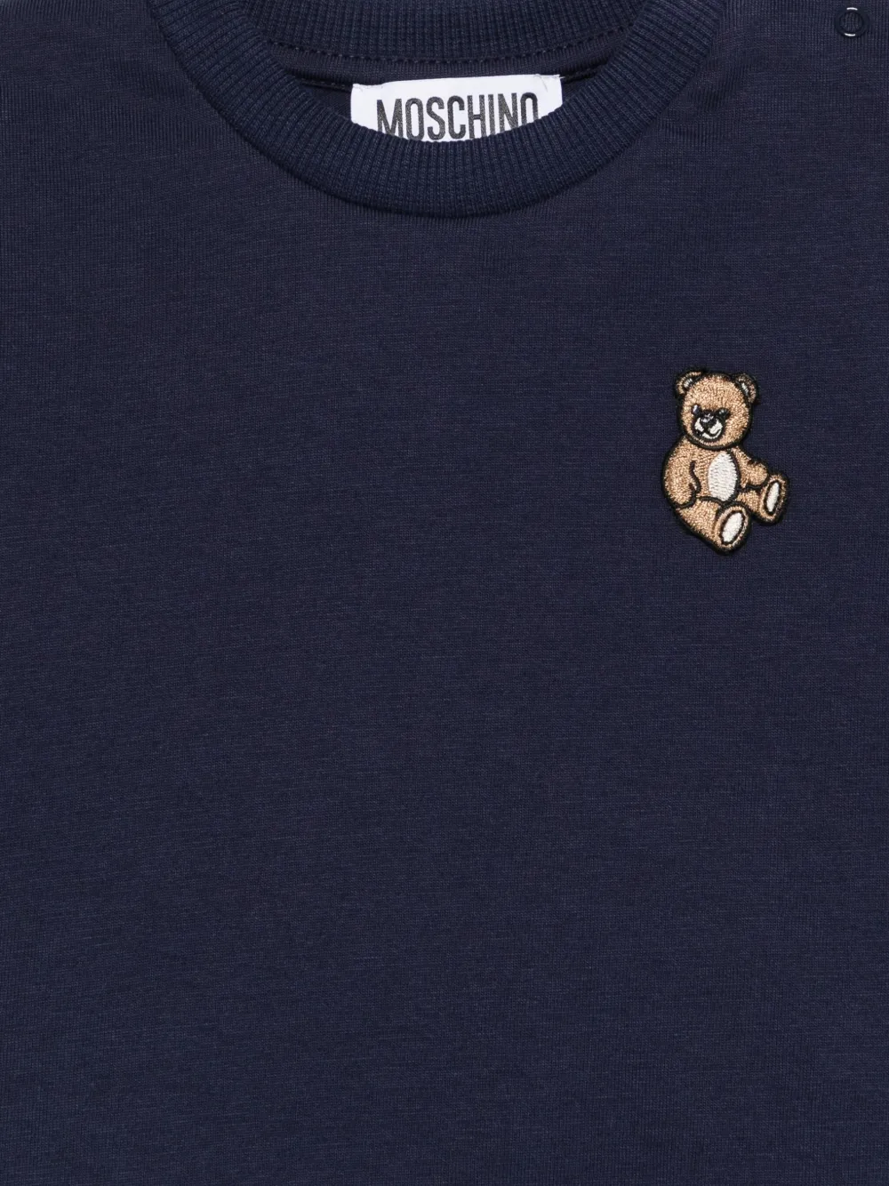 Moschino Kids Top met lange mouwen en geborduurde teddybeer Blauw