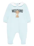 Moschino Kids teddy-print Peter Pan collar jumpsuit - Blue