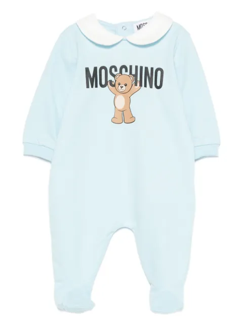 Moschino Kids Tuta intera con stampa Teddy e colletto alla Peter Pan
