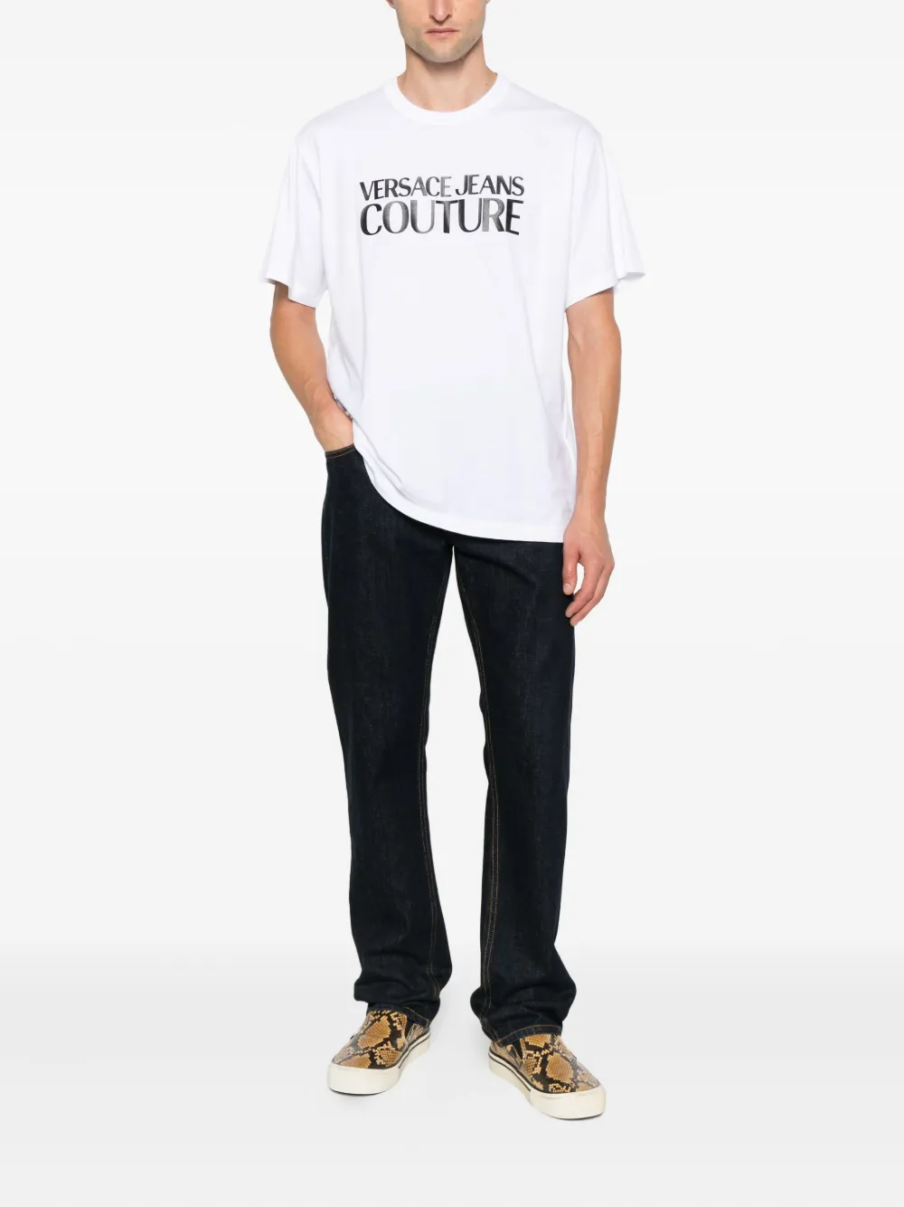 Versace Jeans Couture T-shirt met logoprint Wit