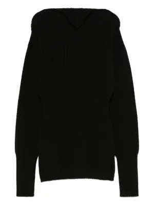 リックオウエンス　ハイネック　ニットトップス　リブ　黒　ローゲージ　15AW リックオウエンス ハイネック ニットトップス リブ 黒