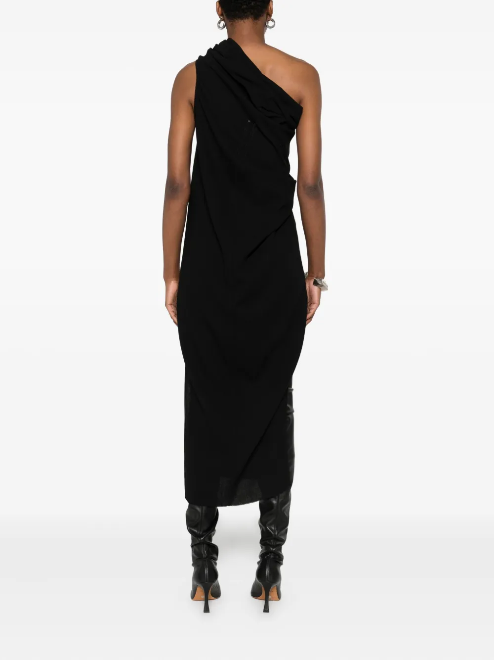 Rick Owens Draped One-shoulder Midi Dress