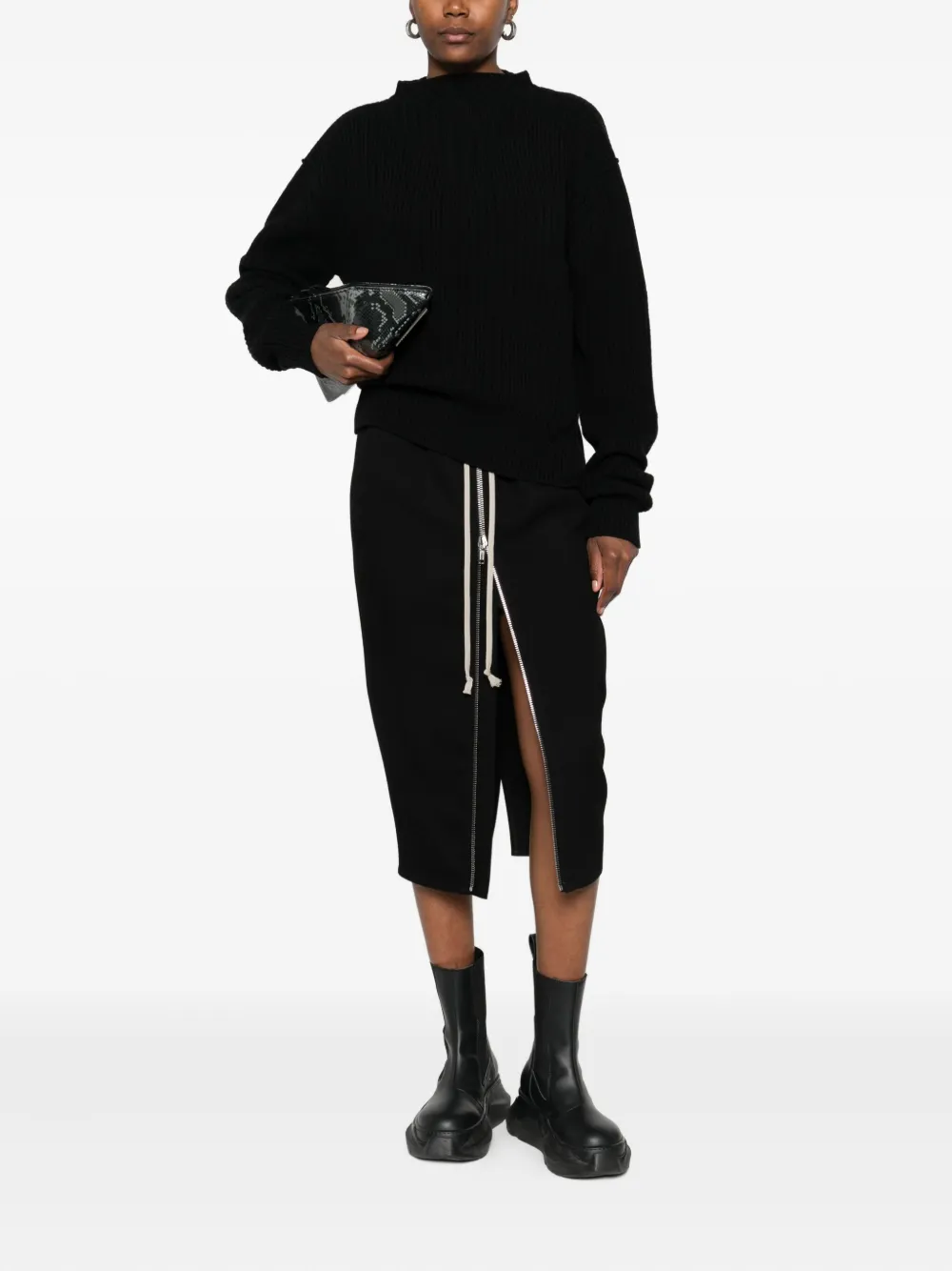 Rick Owens zip-front drawstring midi skirt | Straight Skirts | Image 2