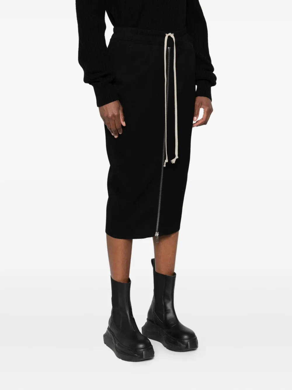 Rick Owens Midi-rok met trekkoord en rits Zwart