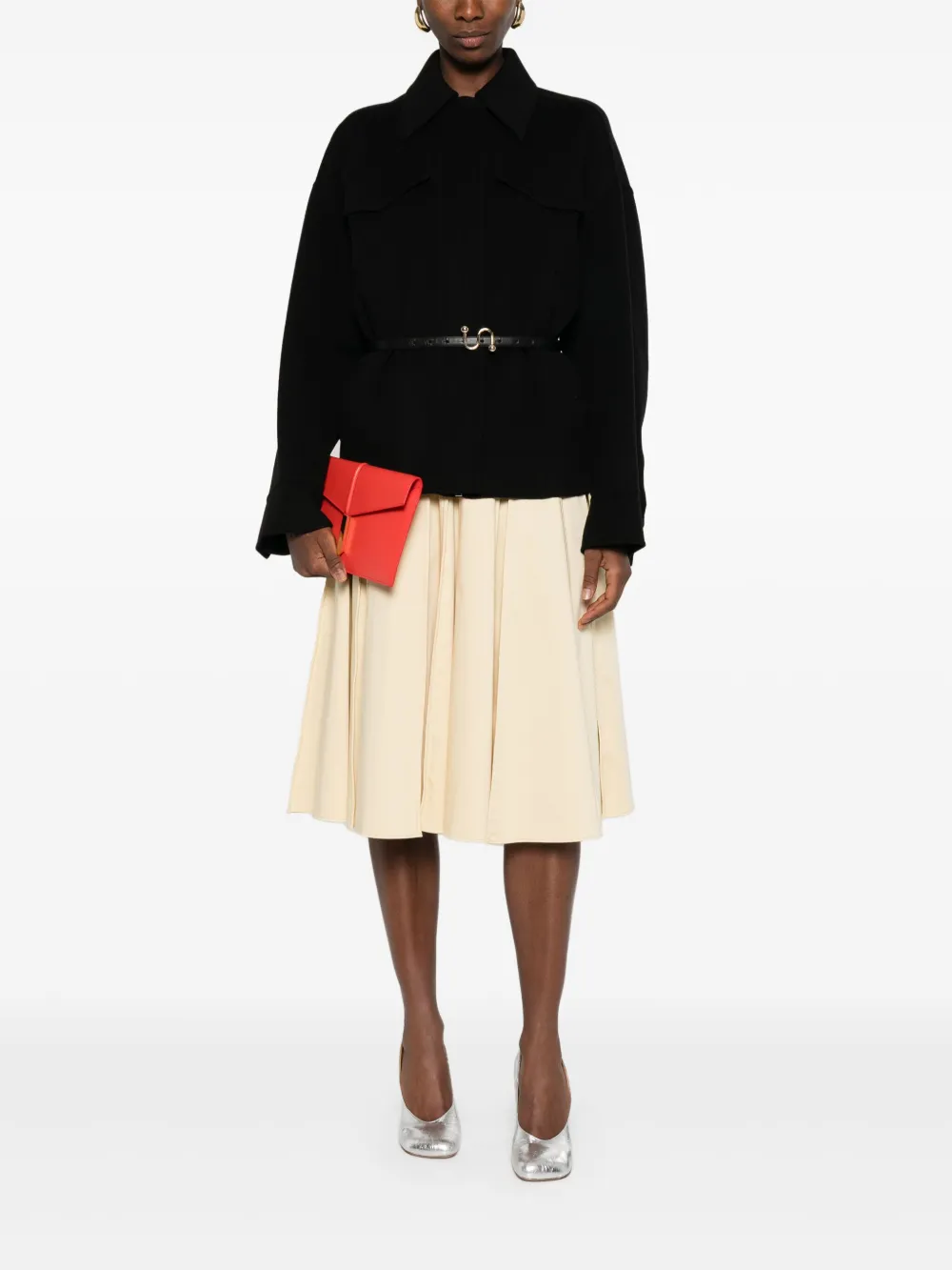 Sportmax point-collar wool jacket 013 NERO