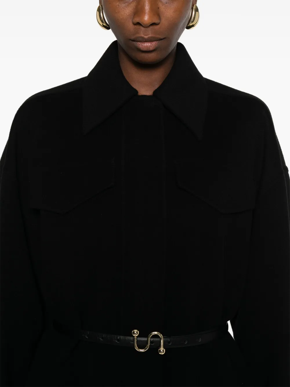 Sportmax point-collar wool jacket 013 NERO