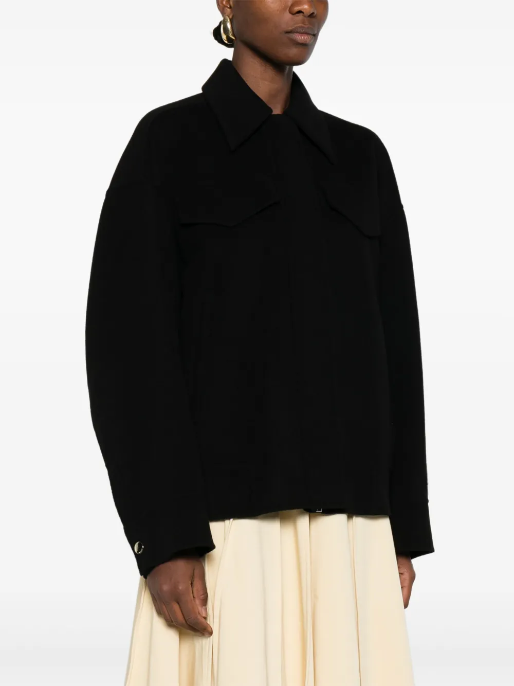 Sportmax point-collar wool jacket 013 NERO