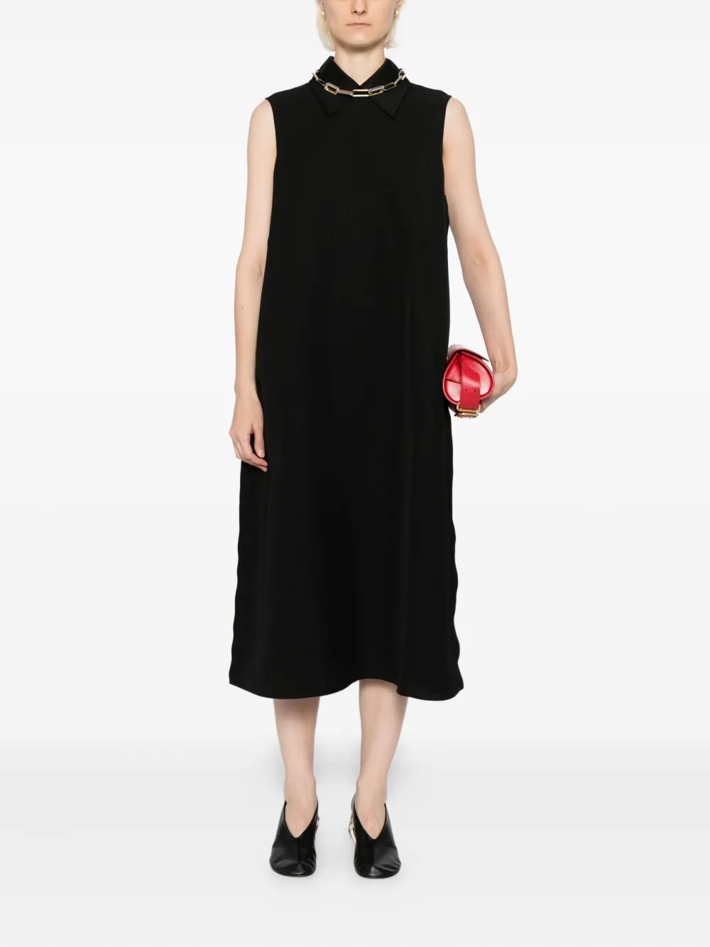 Jil Sander Jurk met kraag - Zwart