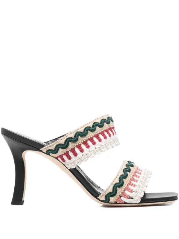 Manolo Blahnik 95mm Mabecomu Woven Sandals in Neutrals