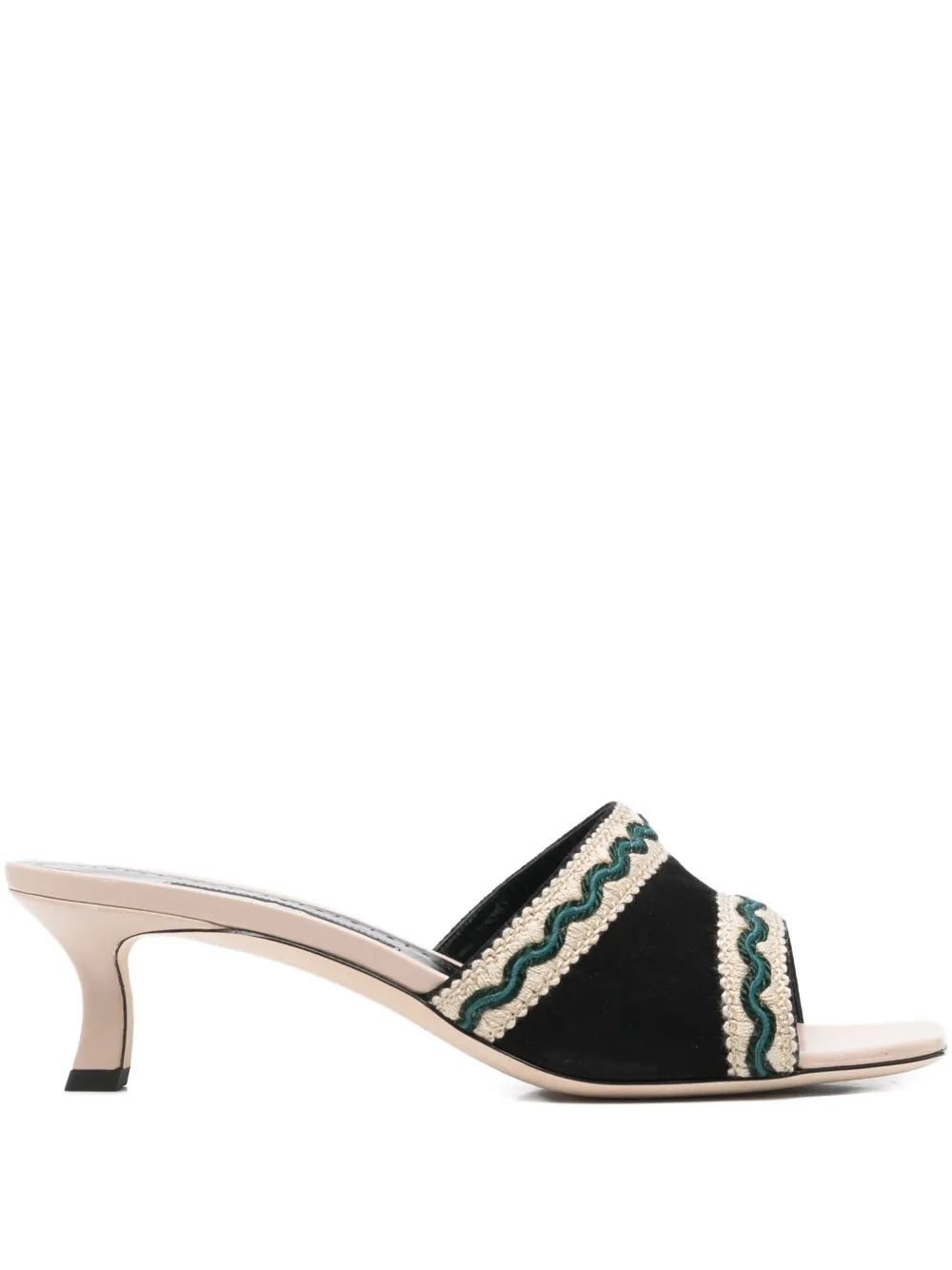 Manolo Blahnik 50mm Marebis Embroidered Sandals In Black