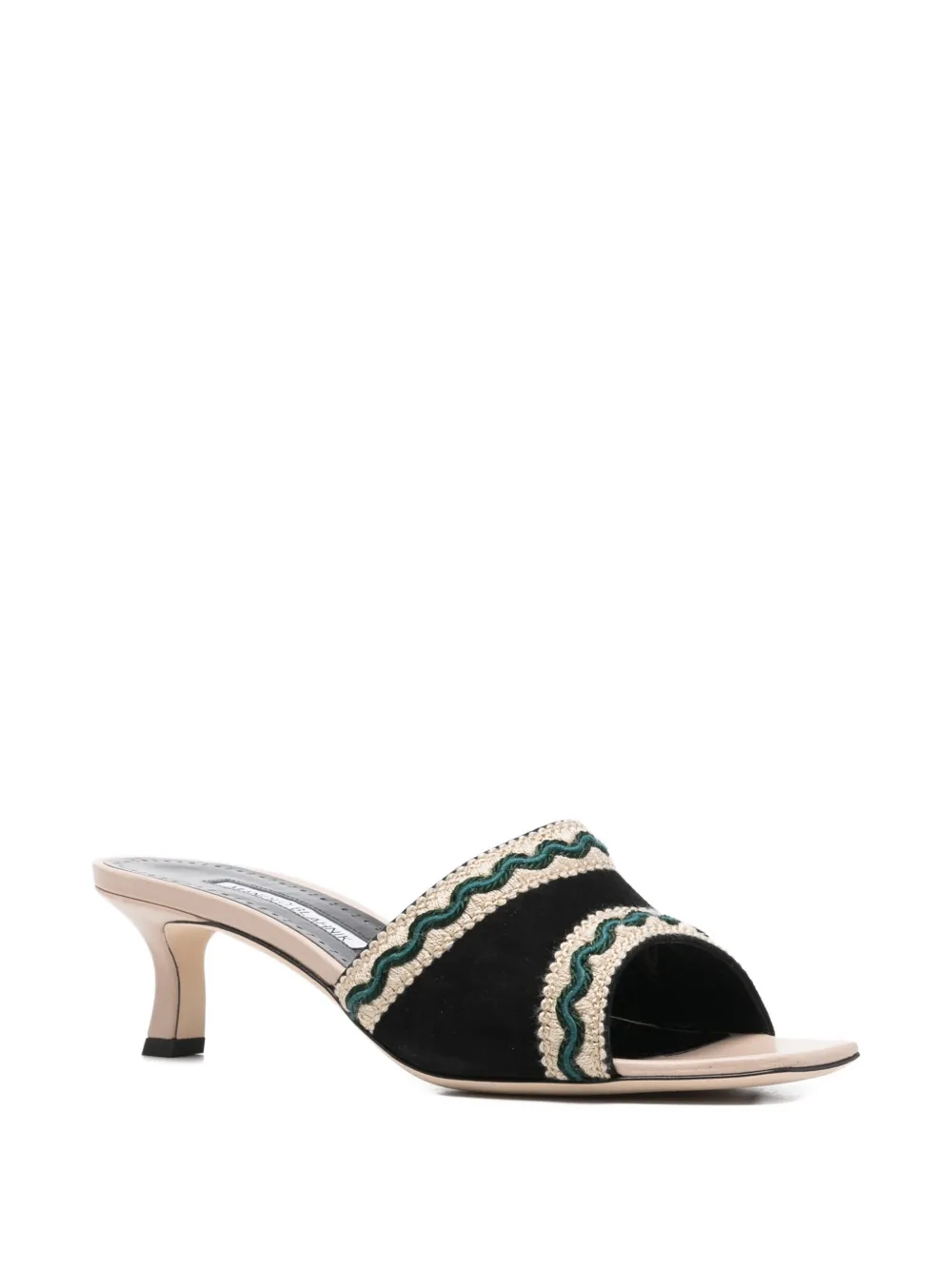 Manolo Blahnik 50mm Marebis Embroidered Sandals In Black