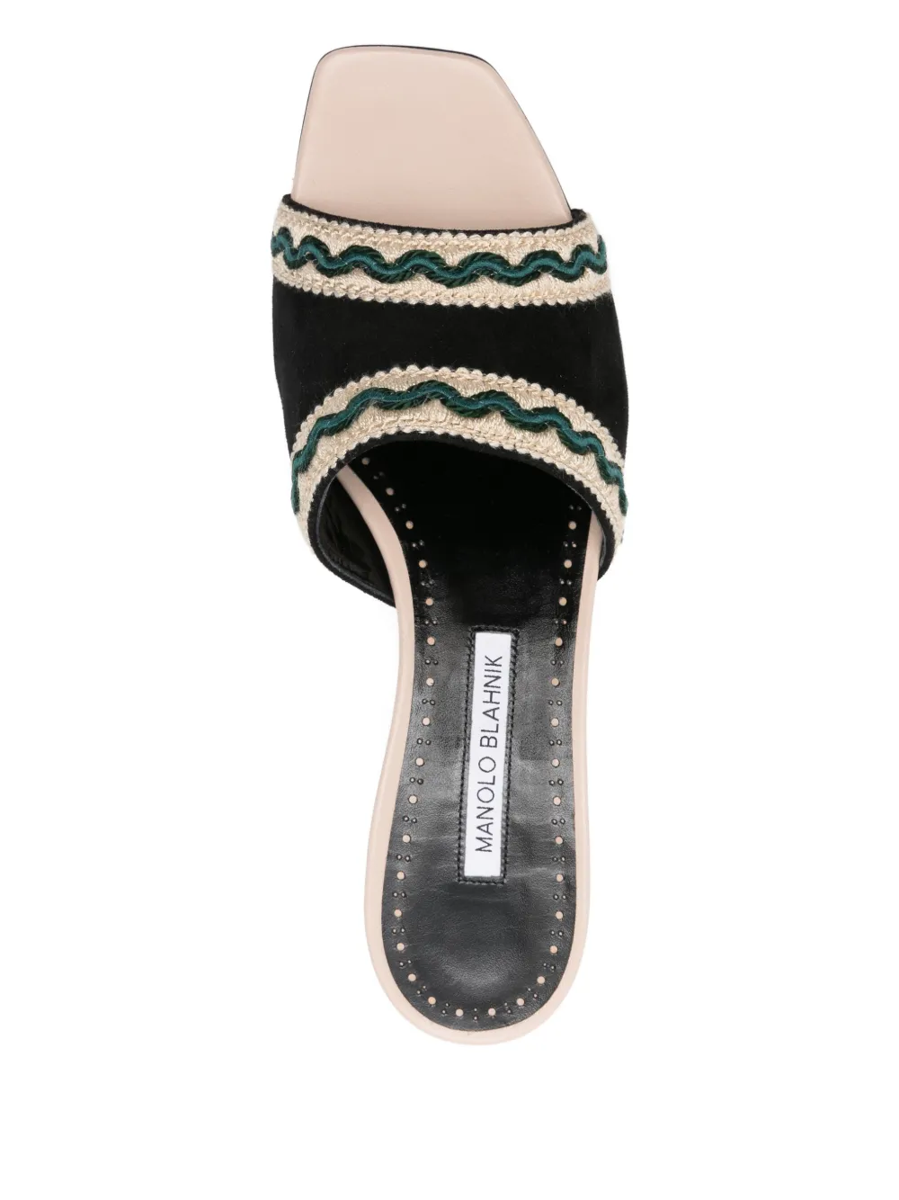Manolo Blahnik 50mm Marebis Embroidered Sandals In Black
