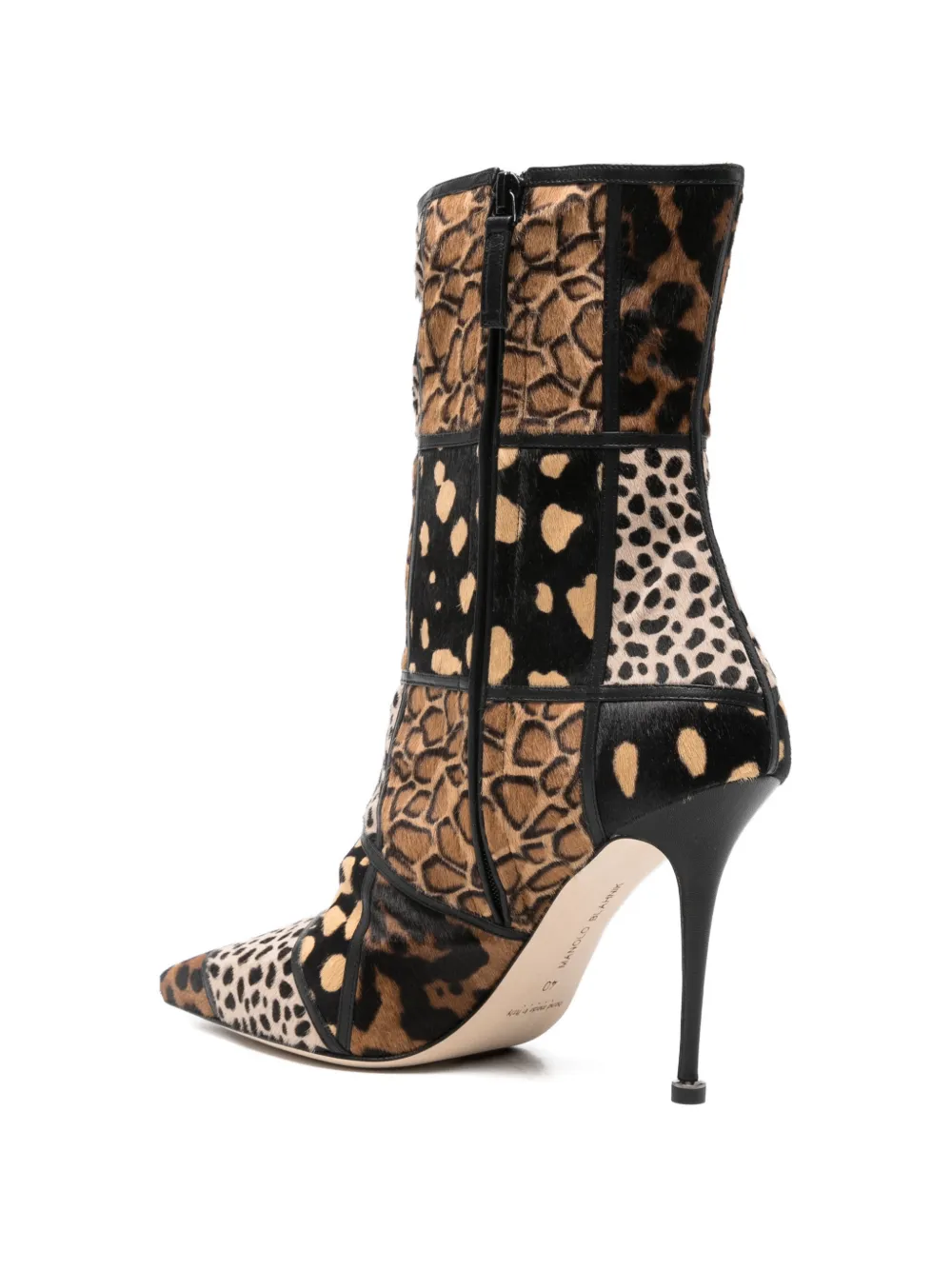 Manolo Blahnik Trulona patchwork stiletto ankle boots Bruin