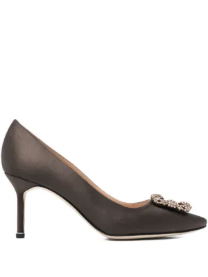 Manolo Blahnik Hangisi crystal-buckle Heeled Pumps | Black | FARFETCH