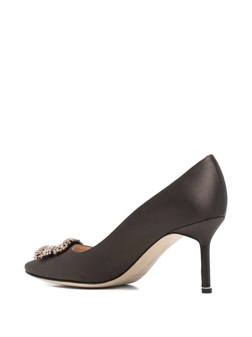 Manolo Blahnik 80mm Hangisi Embellished Pumps In Brown