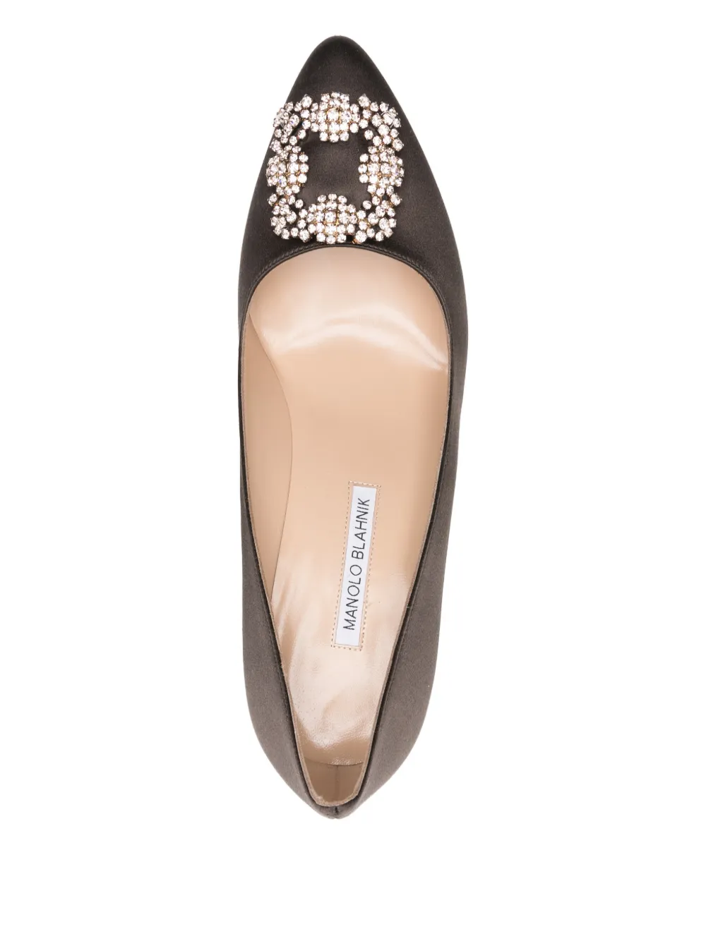 Manolo Blahnik 80mm Hangisi Embellished Pumps In Brown