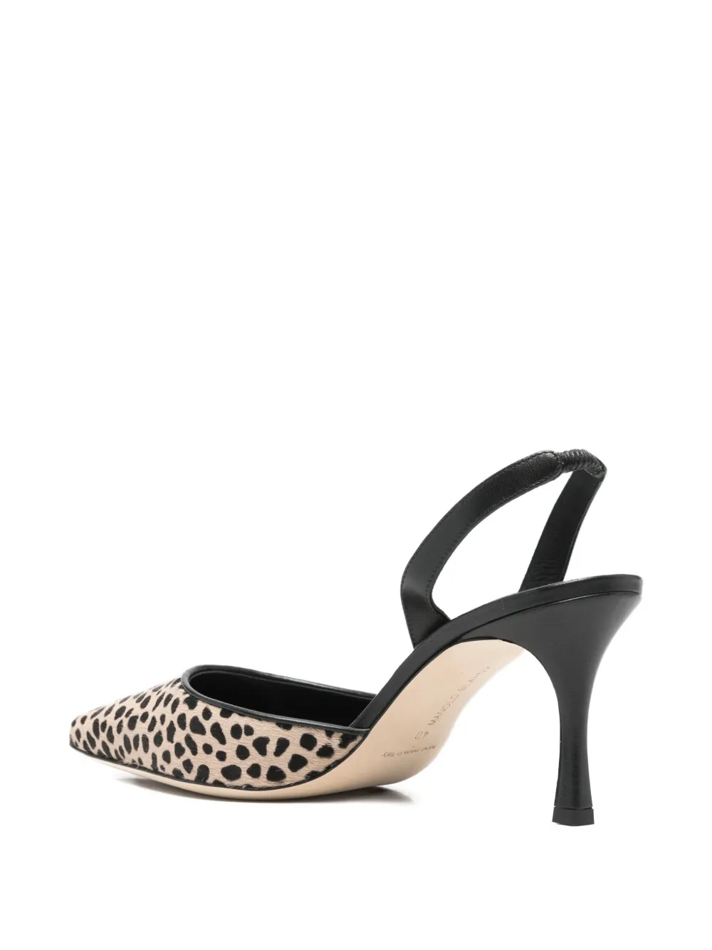 Manolo Blahnik 70mm Carolyne pumps met puntige neus en luipaardprint Beige