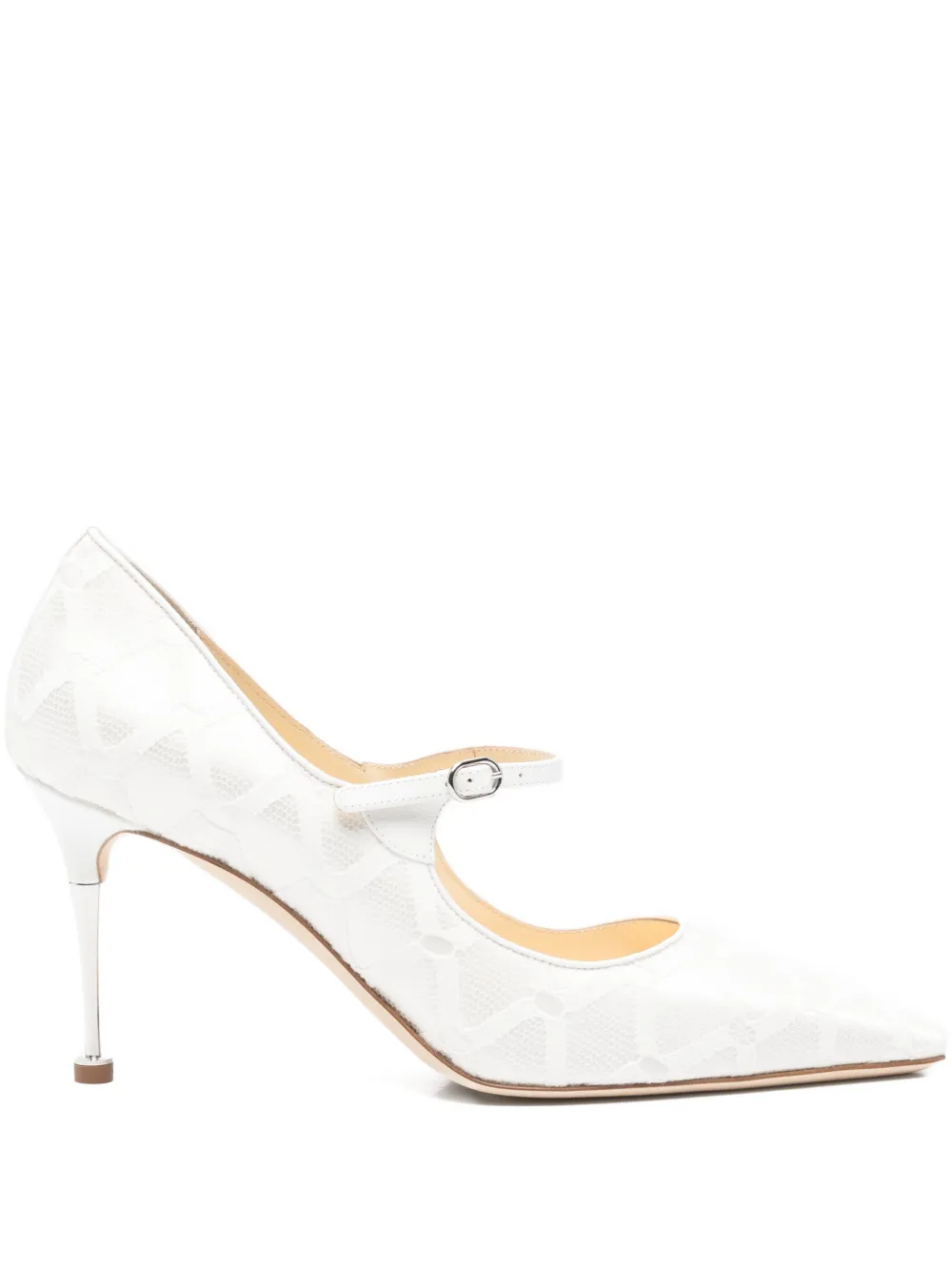 Manolo Blahnik Aleka Geometric-pattern Strap Pumps In White