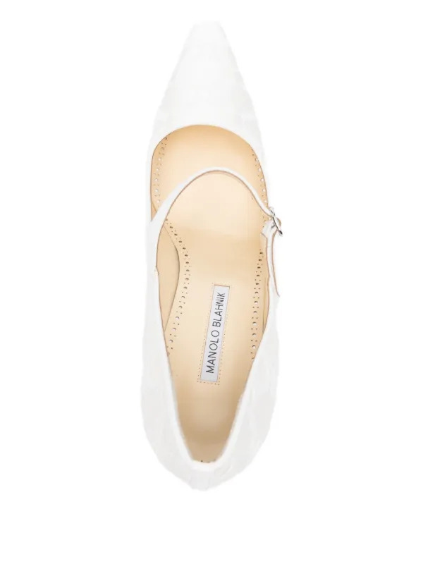 Manolo Blahnik Aleka geometric-pattern Strap Pumps | White | FARFETCH