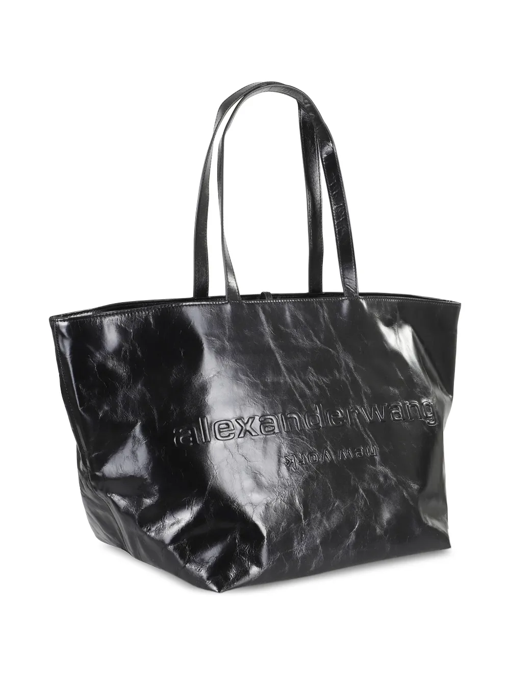 Alexander Wang Punch leren shopper met gebarsten effect Zwart