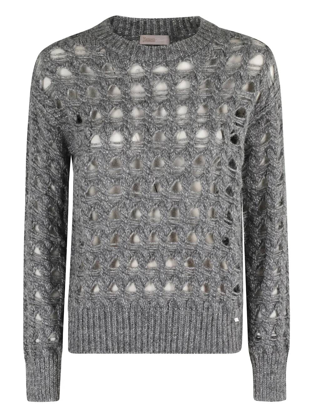 Herno geometric-cutout crew-neck sweater Grijs