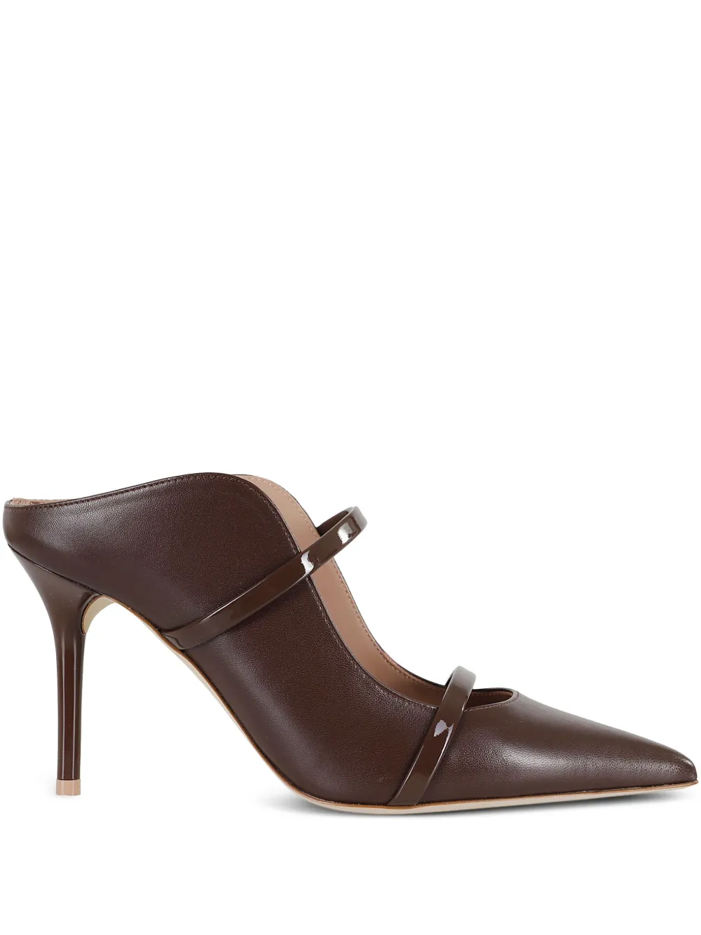 Malone Souliers 85mm Maureen patent-leather stiletto mules Brown
