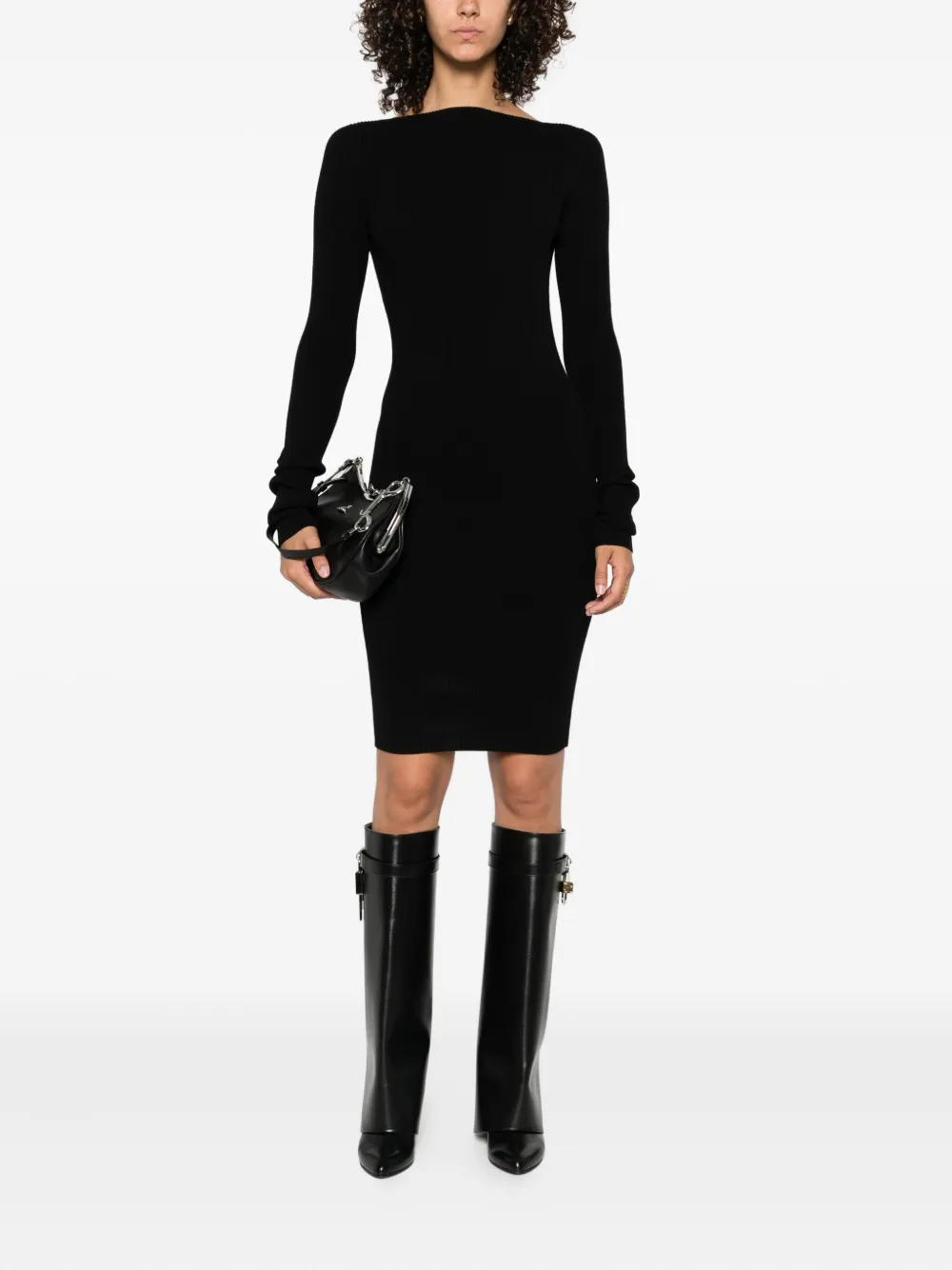 Rick Owens ribbed boat-neck dress Zwart