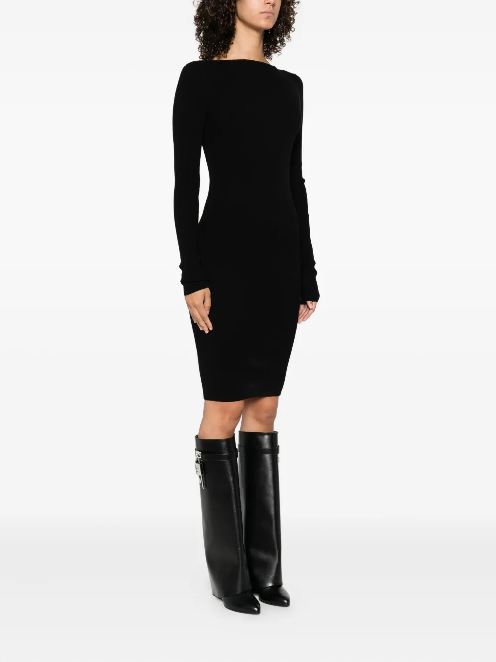 Rick Owens ribbed boat-neck dress Zwart