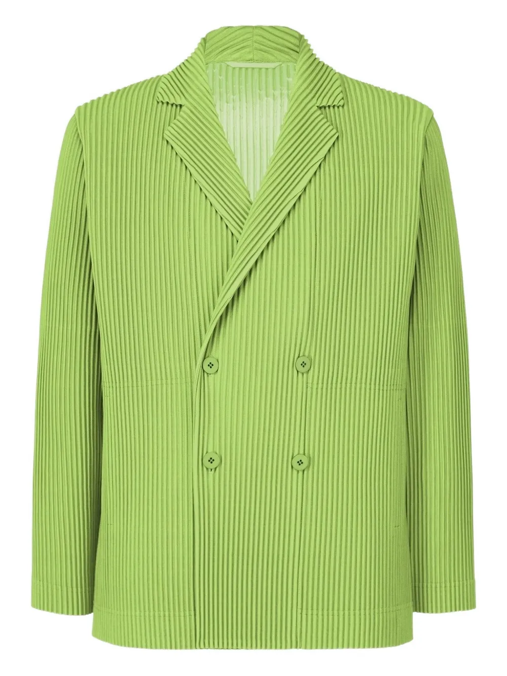 Issey Miyake pleated double-breasted jacket - Verde