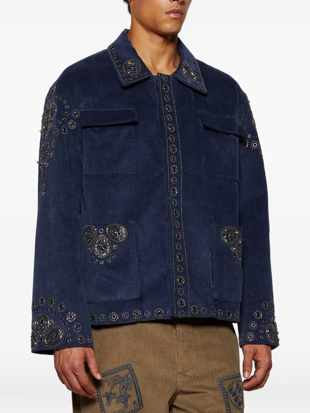Baziszt Velura Embellished Jacket In Blue