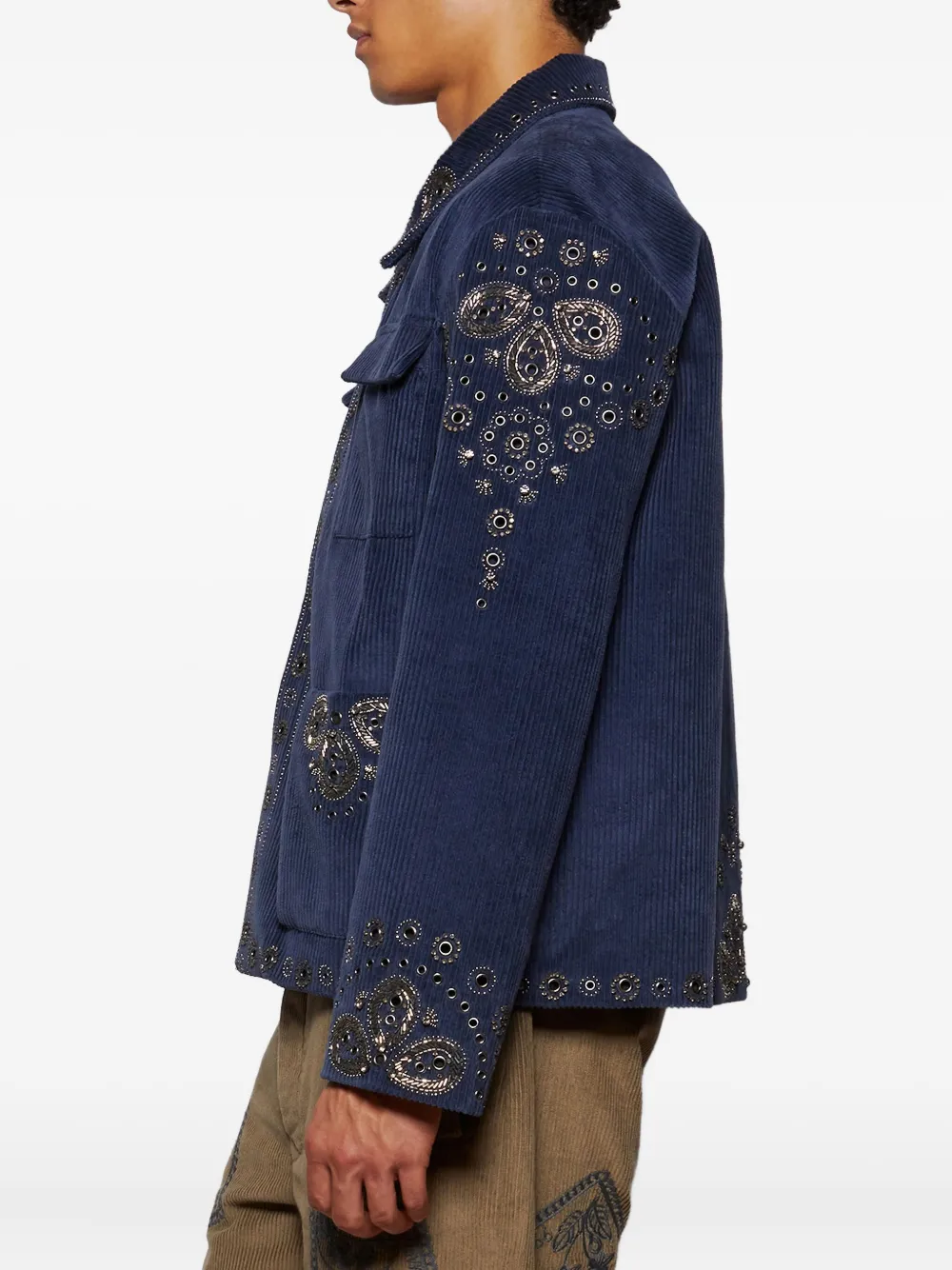 Baziszt Velura Embellished Jacket In Blue