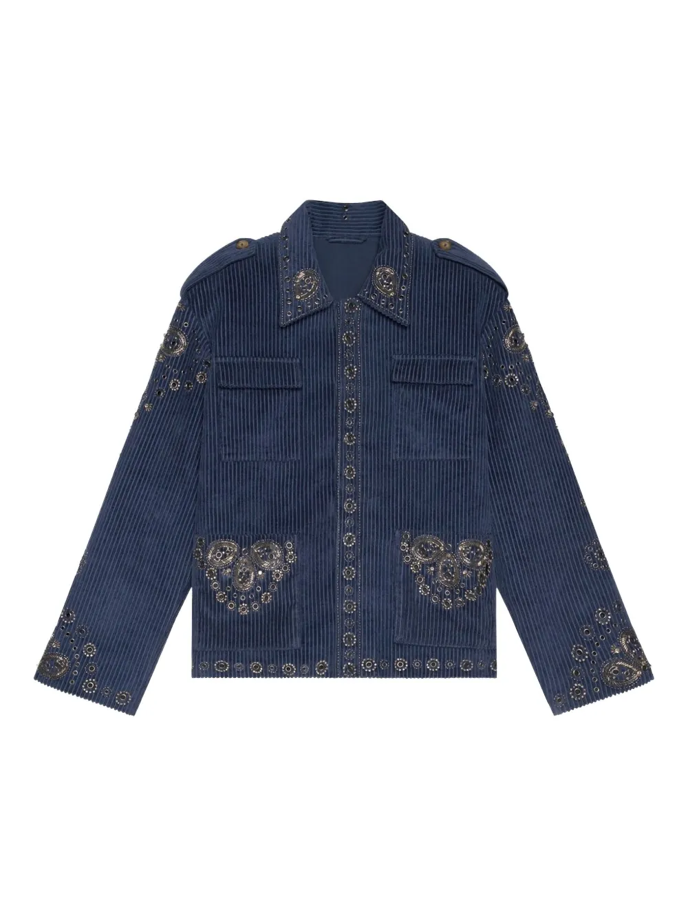 Baziszt Velura Embellished Jacket In Blue
