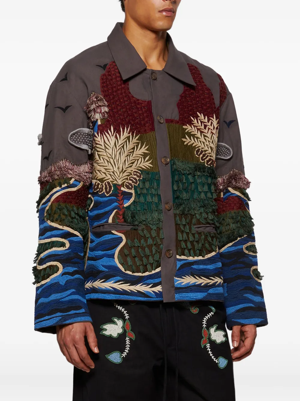 Baziszt Escape Embroidered-appliqué Jacket In Multi