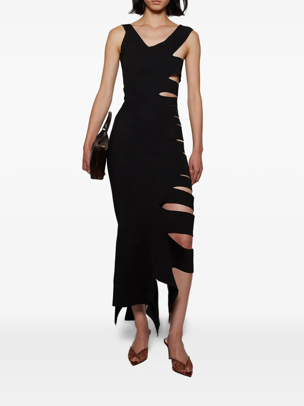 Andrea Wazen 105mm Katy Lace-embellished Sandals In Brown