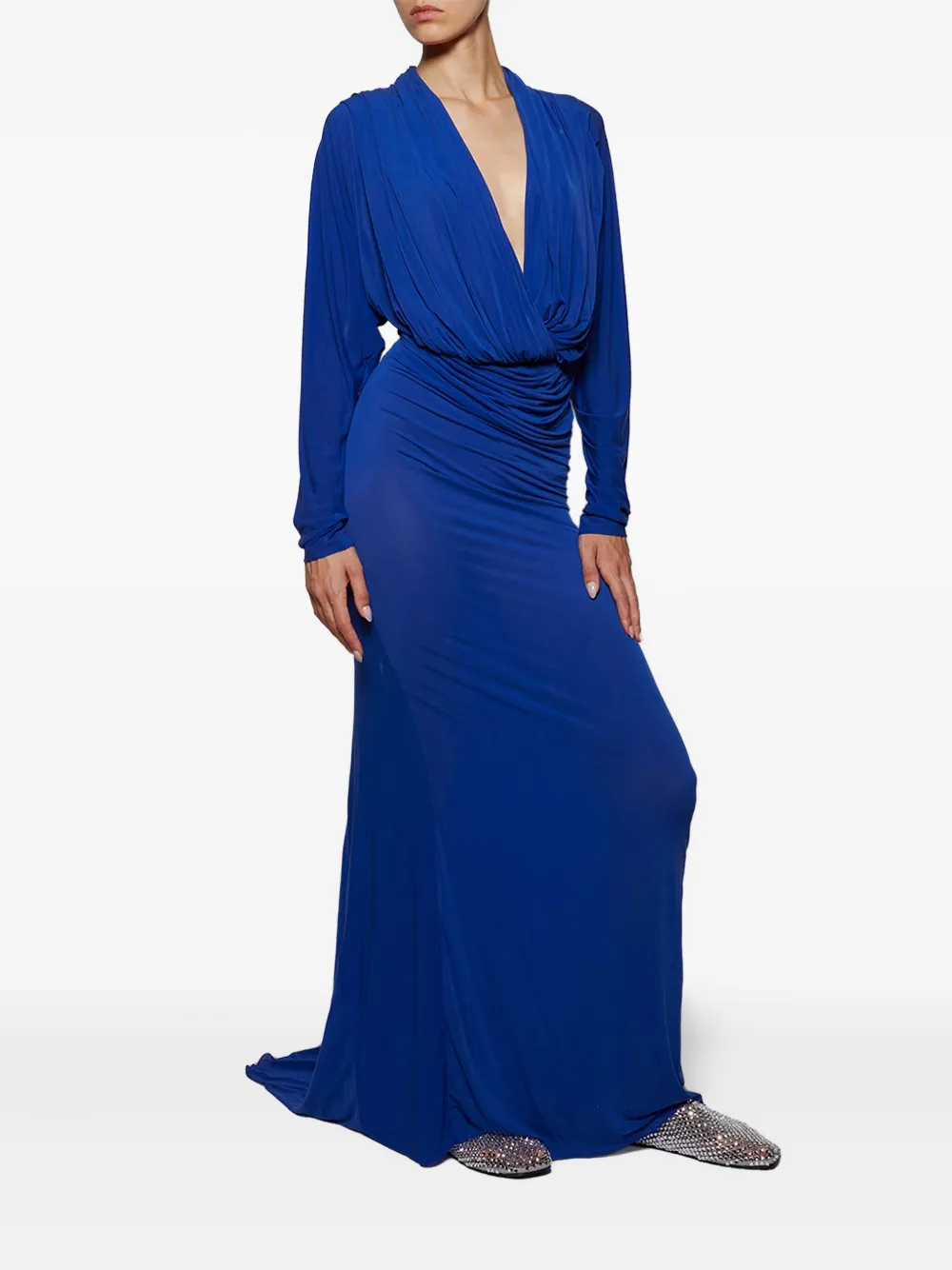 Burc Akyol Draped Maxi Dress In Blue